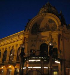 Prague, Municipal House at night
